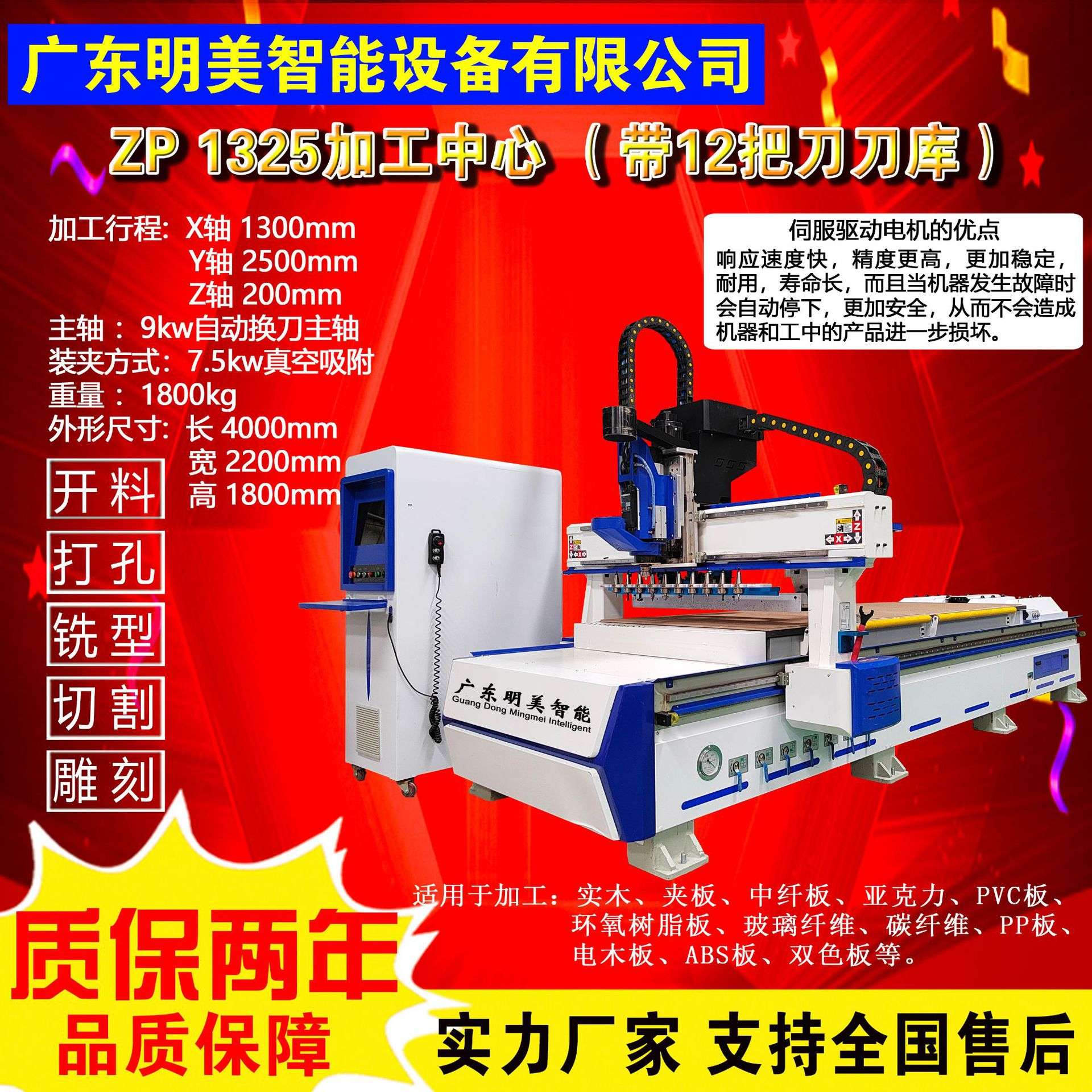 1325木工雕刻机一拖六头木板PVC广告平面立体数控cnc数控雕刻机