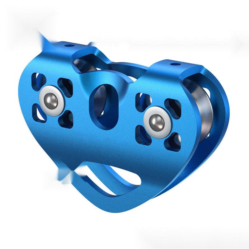 户外攀岩吊装运输登山滑轮心形双滑轮钢缆溜索索道滑轮组