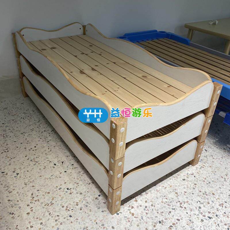 儿童午托小床幼儿园木制叠叠床午睡床早教托管班高低橡木单人床
