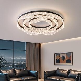圆形客厅主灯2025新款现代简约大气吸顶灯仿水晶轻奢感卧室灯