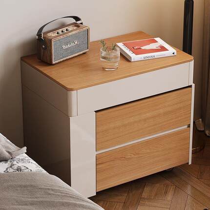 小型床头柜化妆桌两用小户型可移动升降卧室收纳柜实木化妆桌一体