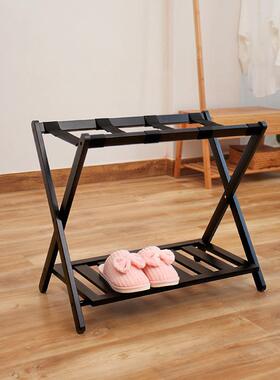 楠竹折叠行卧室双层置物架酒店客房家用行李箱架工厂竹制行礼架