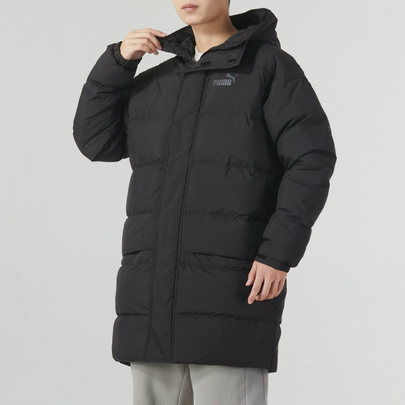 PUMA彪马中性羽绒服24冬季新款运动服保暖夹克连帽长款外套625614