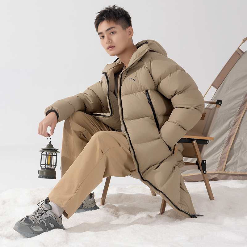 PUMA彪马防风羽绒服男装2025夏季新款连帽夹克保暖运动服长款外套