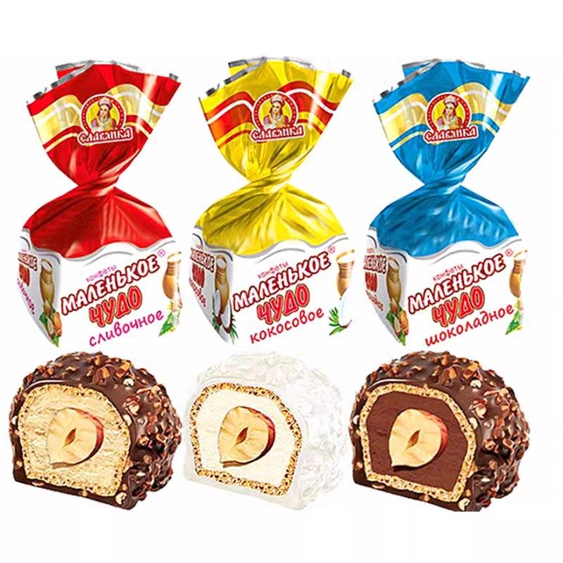 俄罗斯进口斯拉夫奶罐糖果巧克力榛仁牛奶夹心糖喜糖休闲网红小食