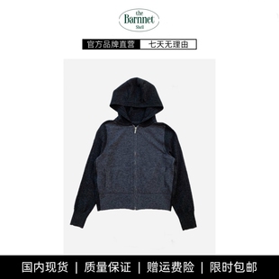 shell韩国Jennie拼色羊毛拉链针织连帽外套 theBarnnet 现货