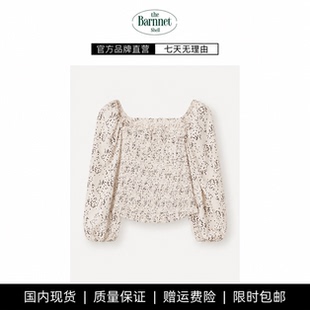 【现货】theBarnnet shell韩国方领碎花衬衫韩系女褶皱泡泡袖上衣