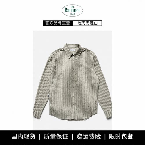 【现货】theBarnnet shell韩系复古条纹宽松长袖衬衫上衣开衫外套