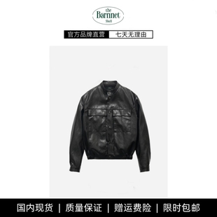 【现货】theBarnnet shell韩国八奶黑皮衣韩系甜酷亮面皮外套夹克