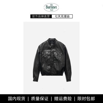 【现货】theBarnnet shell韩国八奶黑皮衣韩系甜酷亮面皮外套夹克