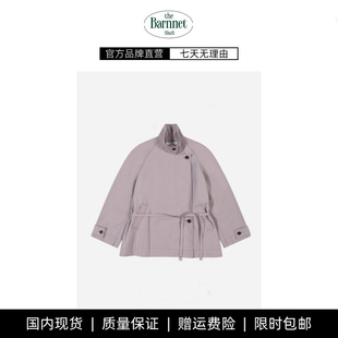 现货 韩国休闲立领系绳短款 theBarnnet 新款 风衣外套 shell秋季