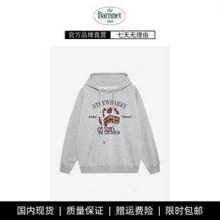 shell章若楠奶油蛋糕印花连帽卫衣女抽绳上衣 theBarnnet 现货