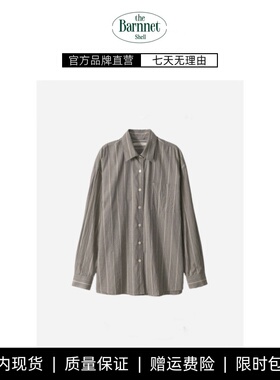 【现货】theBarnnet shell秋季新款韩版翻领单排扣条纹衬衫上衣女