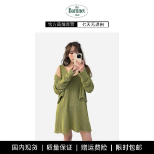 shell车静媛同款 theBarnnet 木耳边针织背心连衣裙吊带裙 现货