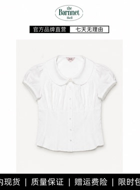 【现货】theBarnnet shell韩版Jennie款气质娃娃领收腰短袖衬衫