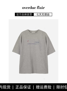 【现货】韩国小众overdue flair新款宽松圆领字母印花简约短袖T恤