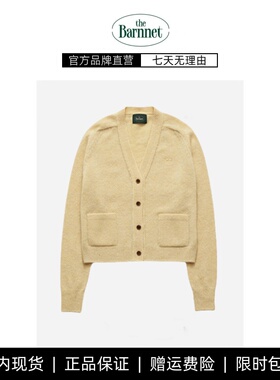 【现货】韩国the barnnet八奶V领长袖毛衣黄色羊毛针织开衫外套女