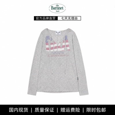 【现货】theBarnnet shell字母印花长袖T恤春秋美式复古辣妹上衣