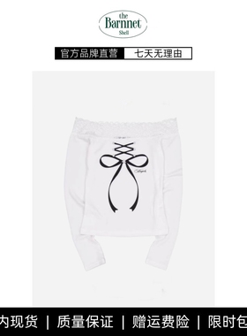 【现货】theBarnnet shell韩国小众蕾丝花边绑带蝴蝶结长袖打底衫