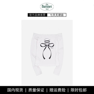 【现货】theBarnnet shell韩国小众蕾丝花边绑带蝴蝶结长袖打底衫