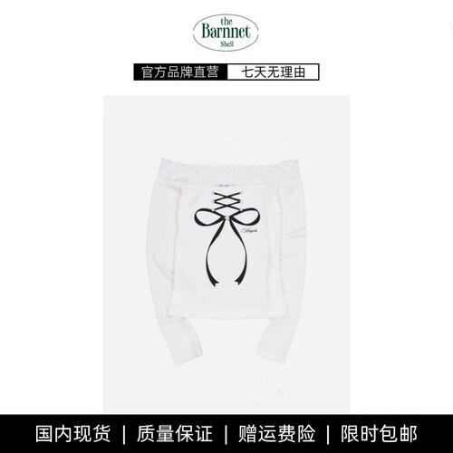 【现货】theBarnnet shell韩国小众蕾丝花边绑带蝴蝶结长袖打底衫