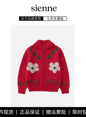 【现货】韩国小众sienne拉链毛衣开衫新年圣诞氛围感粗棒针织外套