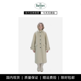 shell韩国设计师大口袋羊毛长款 theBarnnet 毛呢大衣外套 现货