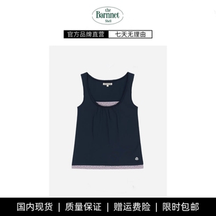 【现货】theBarnnet shell波点拼接褶皱假两件圆领背心显瘦无袖衫