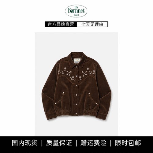 【现货】theBarnnet shell韩国设计师复古花纹刺绣翻领夹克外套