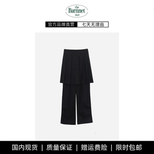 shell韩国baby酱美式 theBarnnet 半裙帘叠拼假两件休闲裤 现货