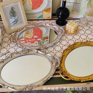 复古背景珠宝镜子道具首饰托盘 展示耳环美甲品饰品拍照商摆件法式