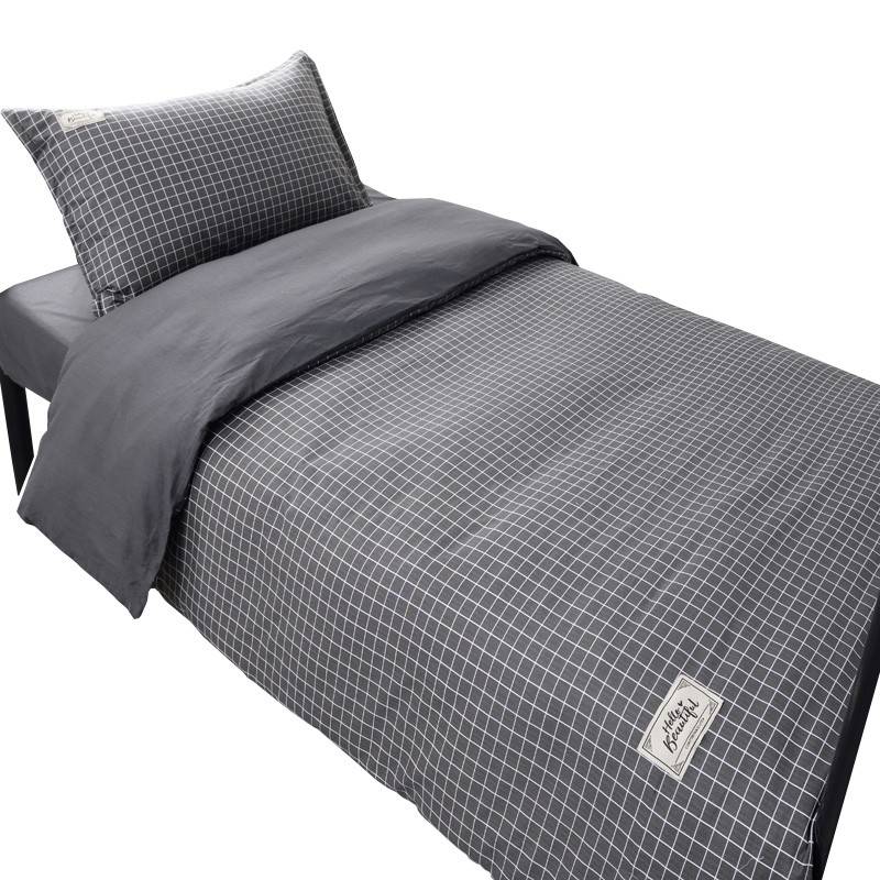 纯全棉人件宿舍三套床单学单12被套套床米上m用品.9棉件三49010生