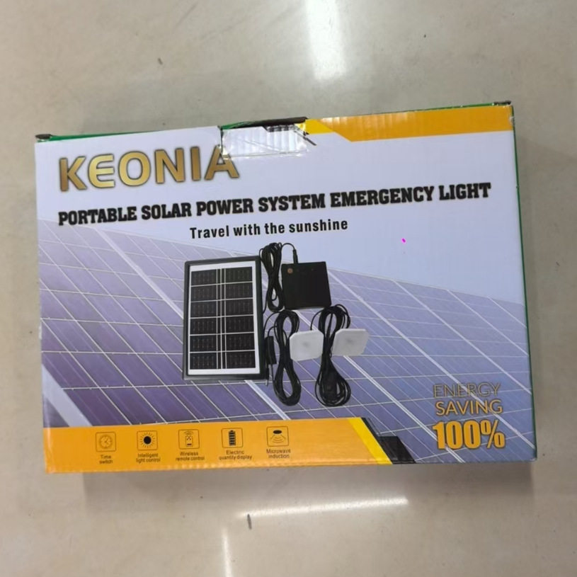 太阳能套件带2个超亮Led灯泡发电储能户外露营便携电源小系统外贸