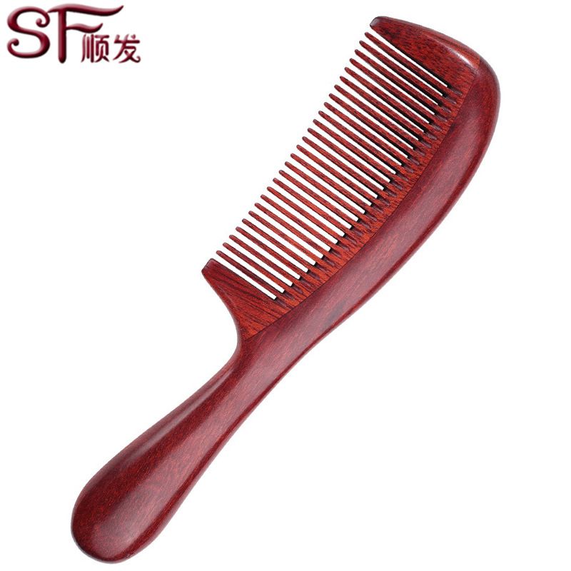天然檀木梳子酸枝木梳SSM1-25-A加厚圆柄榫卯手工防静电现货