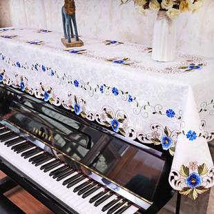 简约现代钢琴罩半罩子盖布布艺盖巾绣花欧式 防尘罩布艺 简约风格