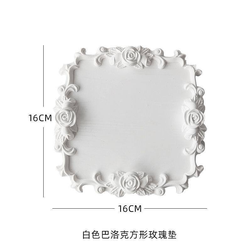 ins 浮雕玫瑰花盘轻奢简约 DIY 礼物置物收纳拍照布景装饰盘子