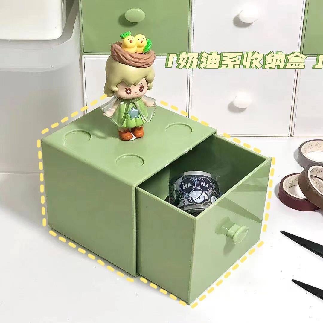 马卡龙抽屉式收纳盒ins风桌面宿舍学生糖果色首饰耳钉储物盒子