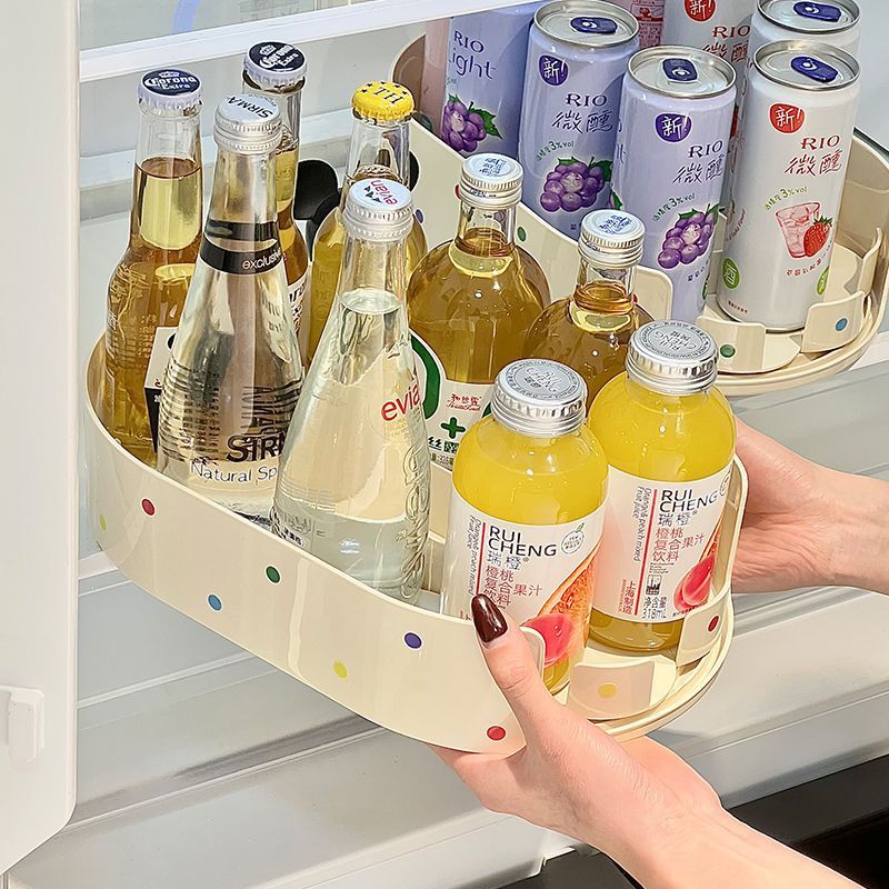 家用厨房油盐酱醋收纳托盘可旋转冰箱饮料调料摆放置物架
