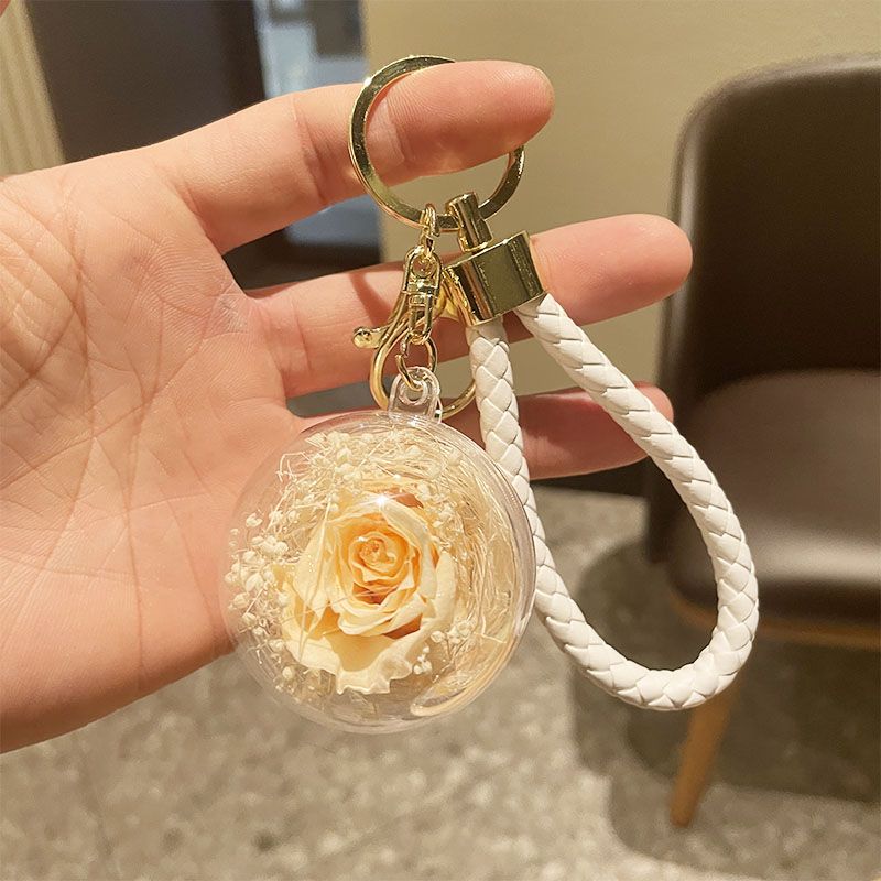 节日生日小礼物永生玫瑰花皮绳钥匙扣时尚汽车包包创意挂件