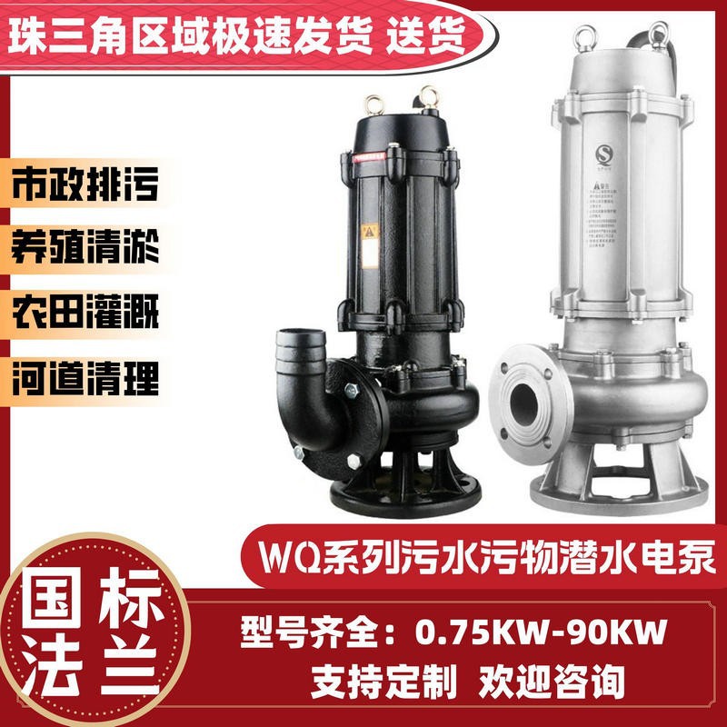 电动污水污物潜水泵100WQ80-