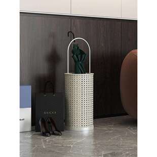 丹麦YIDAN创意藤编雨伞桶收纳架金属家用门口商用大堂放伞雨伞