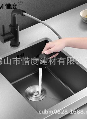 304不锈钢手工水槽单槽纳米60*45黑色S6045N无龙头孔配抽拉龙头