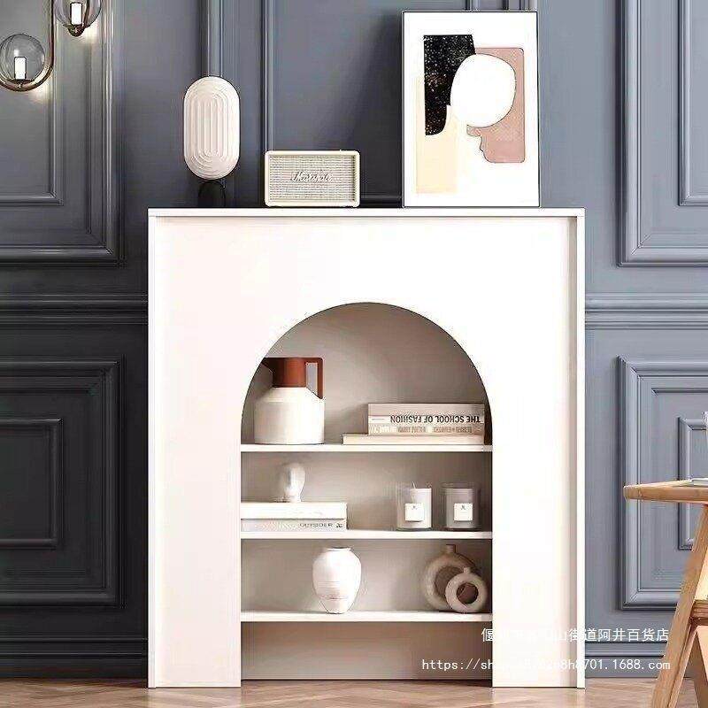 法式壁炉北欧奶油白摄影实木客厅入户简约网红玄关装饰火炉柜