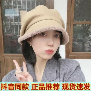 加绒前长后短堆堆帽子女显脸小 智凡帽搭配加厚三合一渔夫帽冬季