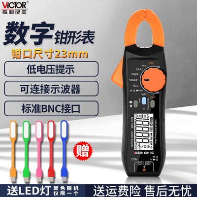 胜利高精度钳形表6019万用电表电流表自动量程交直流钳表四位半数
