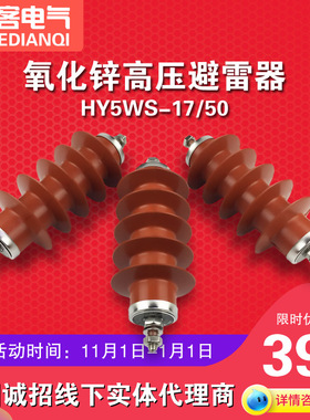 HY5WS-17/50-10KV 氧化锌避雷器 户内高压柜用变压器专用高压电气