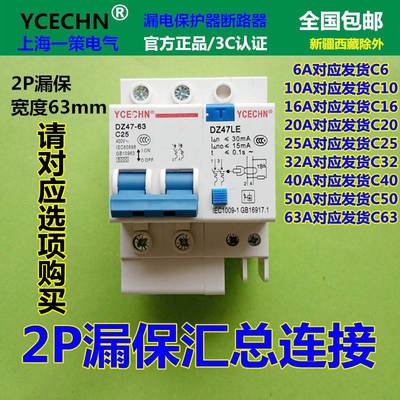 正品家用漏电保护器2P25A空气开关断路器C25空开带漏保电闸DZ47LE