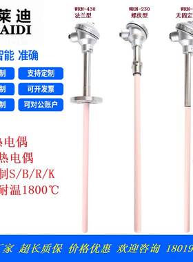 热电偶WRP130S型铂铑0-1600℃高温刚玉管K型温度传感器4-20mA定制
