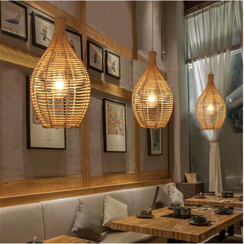 萨尔瓦多仿古日式手工编织工程竹艺吊灯现代简约藤艺民宿竹编吊灯
