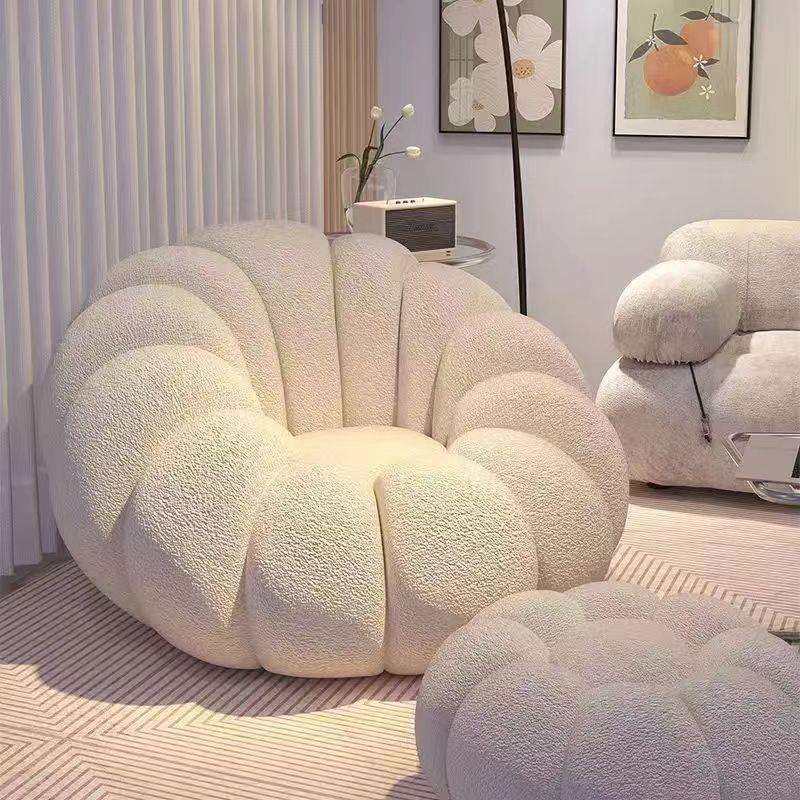 懒人沙发南瓜椅子单人奶油风可躺可睡小户型卧室小沙发阳台休闲椅